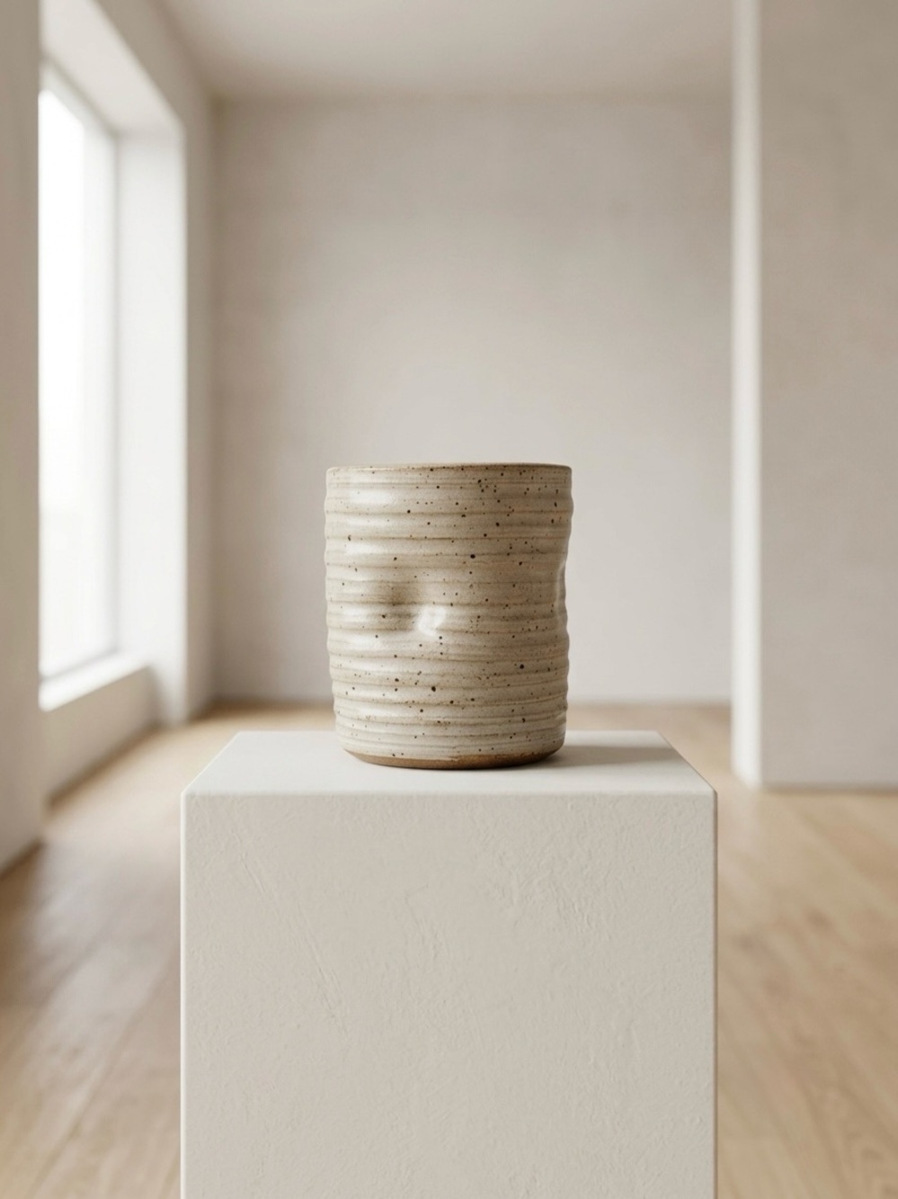Handcrafted Ceramic Art Tea Cup  in Speckled Cream by Clay Path Studios